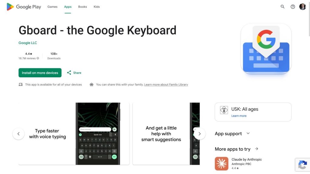 اپلیکیشن Gboard در گوگل‌پلی