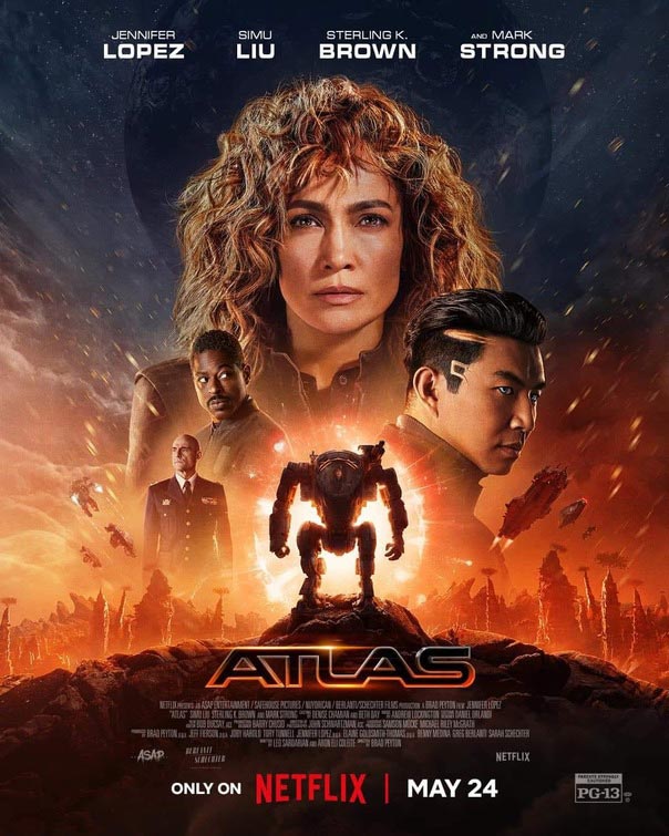 پوستر فیلم Atlas با بازی جنیفر لوپز در نقش مبارزه با هوش مصنوعی