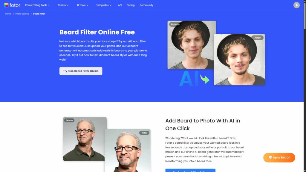 فیلترهای ریش و سبیل در ویرایشگر عکس Fotor