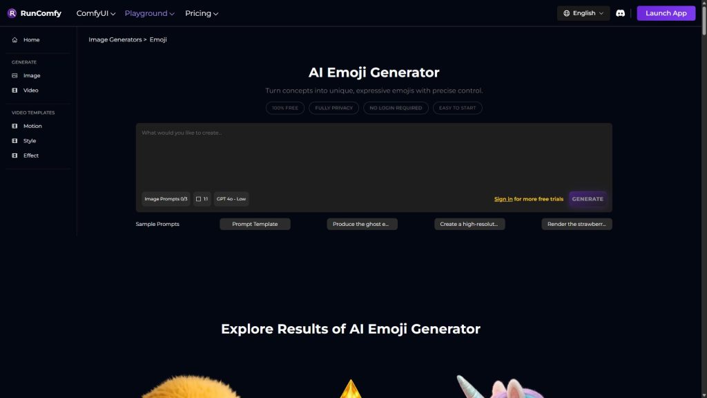 ساخت ایموجی بدون نیاز به ثبتنام در RunComfy با متن یا عکس