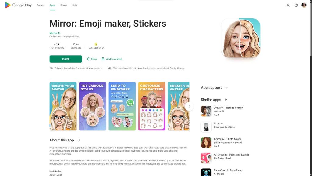 تولید خودکار ایموجی از سلفی با Mirror و هوش مصنوعی