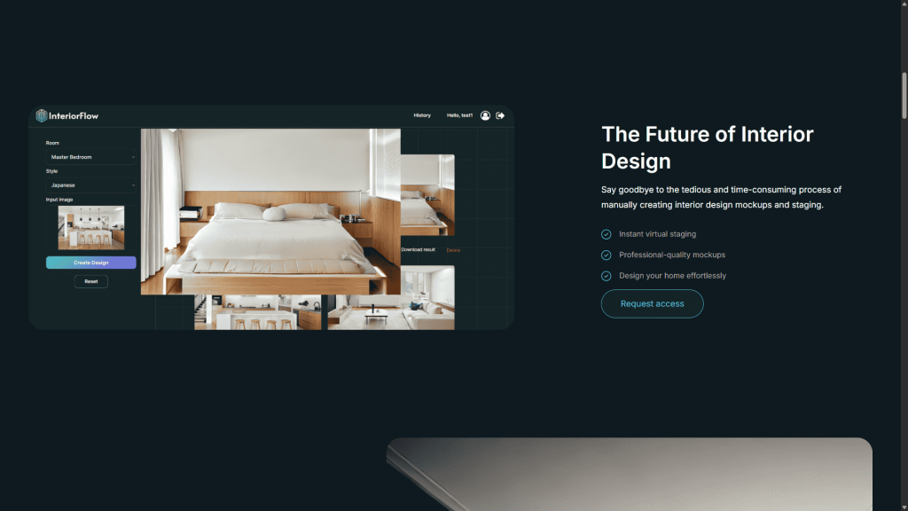 محیط وبسایت Interior AI