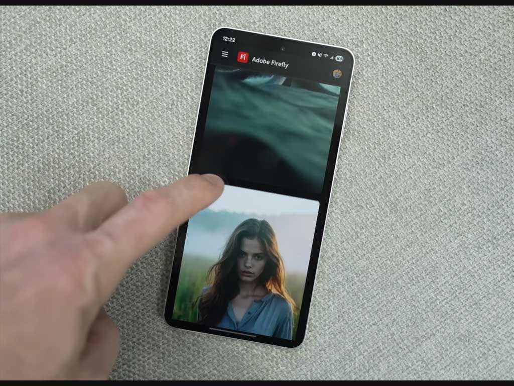مرور تصاویر و ویدیوهای ساخته شده توسط دیگران در بخش Gallery اپ Adobe Firefly برای ایده گرفتن