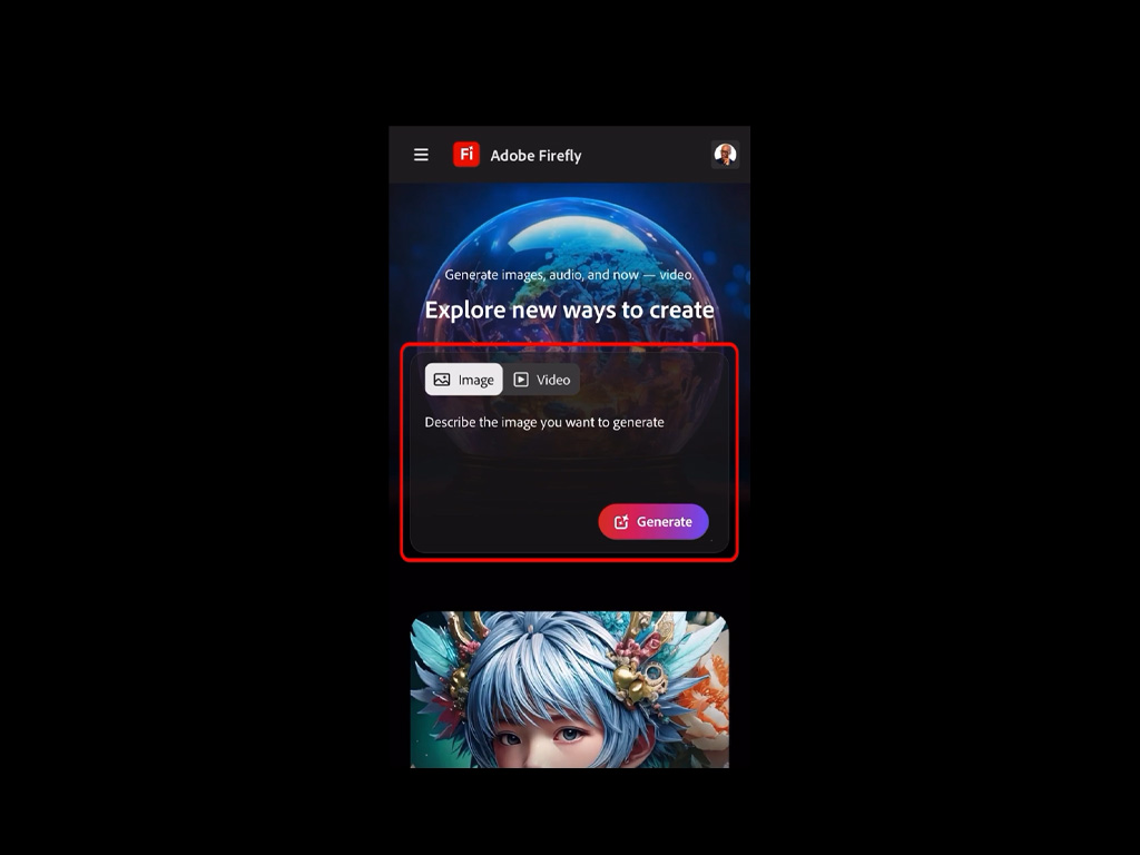 تولید تصویر با Adobe Firefly در موبایل