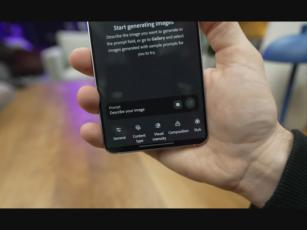 دسترسی به تمام گزینههای سایت Adobe Firefly در نوار پایینی اپ موبایل