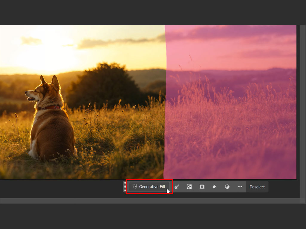 باز شدن کادر پرامپت Generative Fill در Adobe Firefly