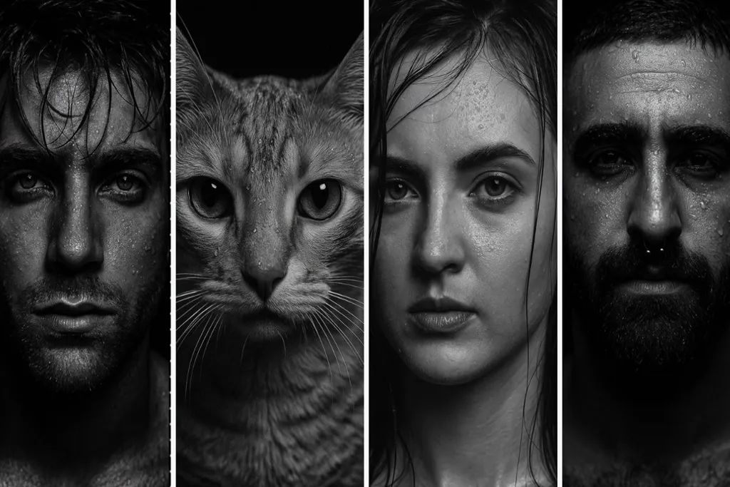 پرامپت عکس پرتره با هوش مصنوعی، پرتره سیاه و سفید