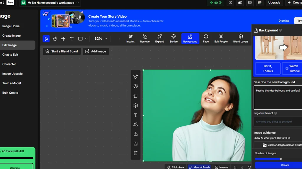 ساخت عکس با پس زمینه تولدی با هوش مصنوعی Open Art