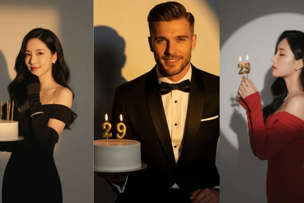 ترکیب رنگ نور محیط با چهره برای ساخت پس زمینه تولدی با AI