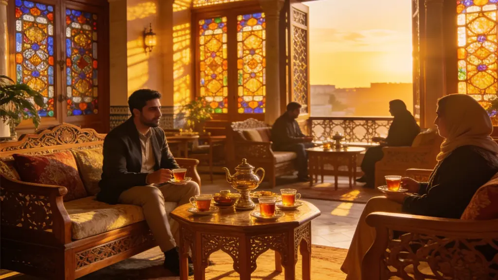 تصویر چایخانه سنتی ایرانی تولیدشده با هوش مصنوعی Seedream در ویرا