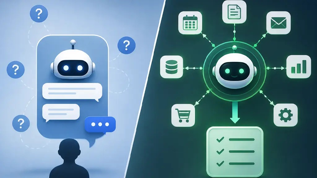تصویر تفاوت Ai Agent با چتبات هوش مصنوعی