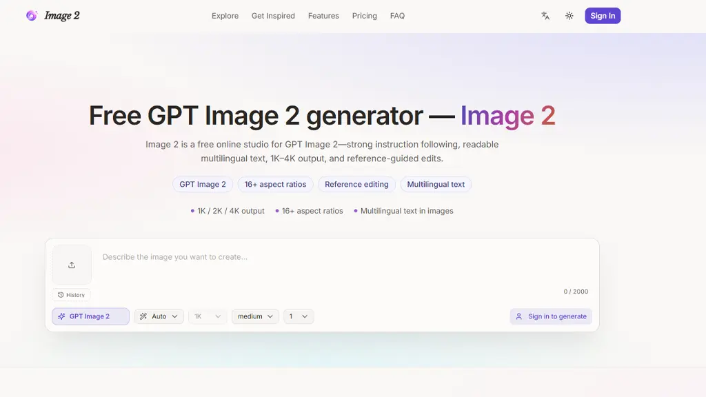 GPTImage2.com؛ دسترسی مستقیم به ابزار تولید تصویر